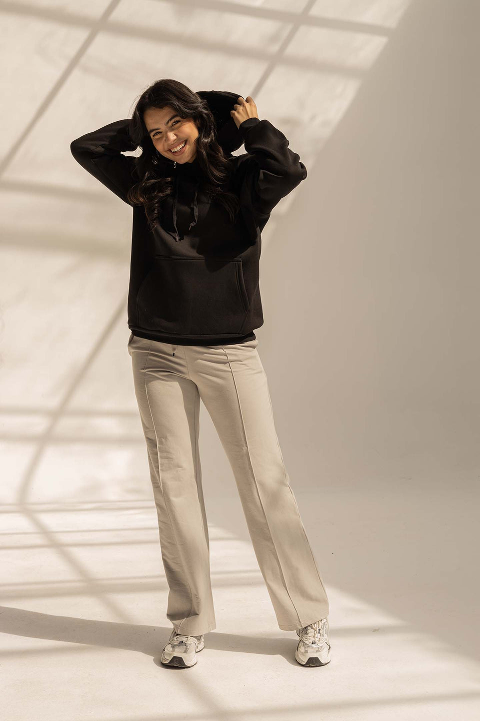 Black Melton Oversized Hoodie