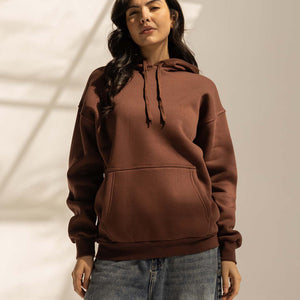 Brown Melton Oversized Hoodie