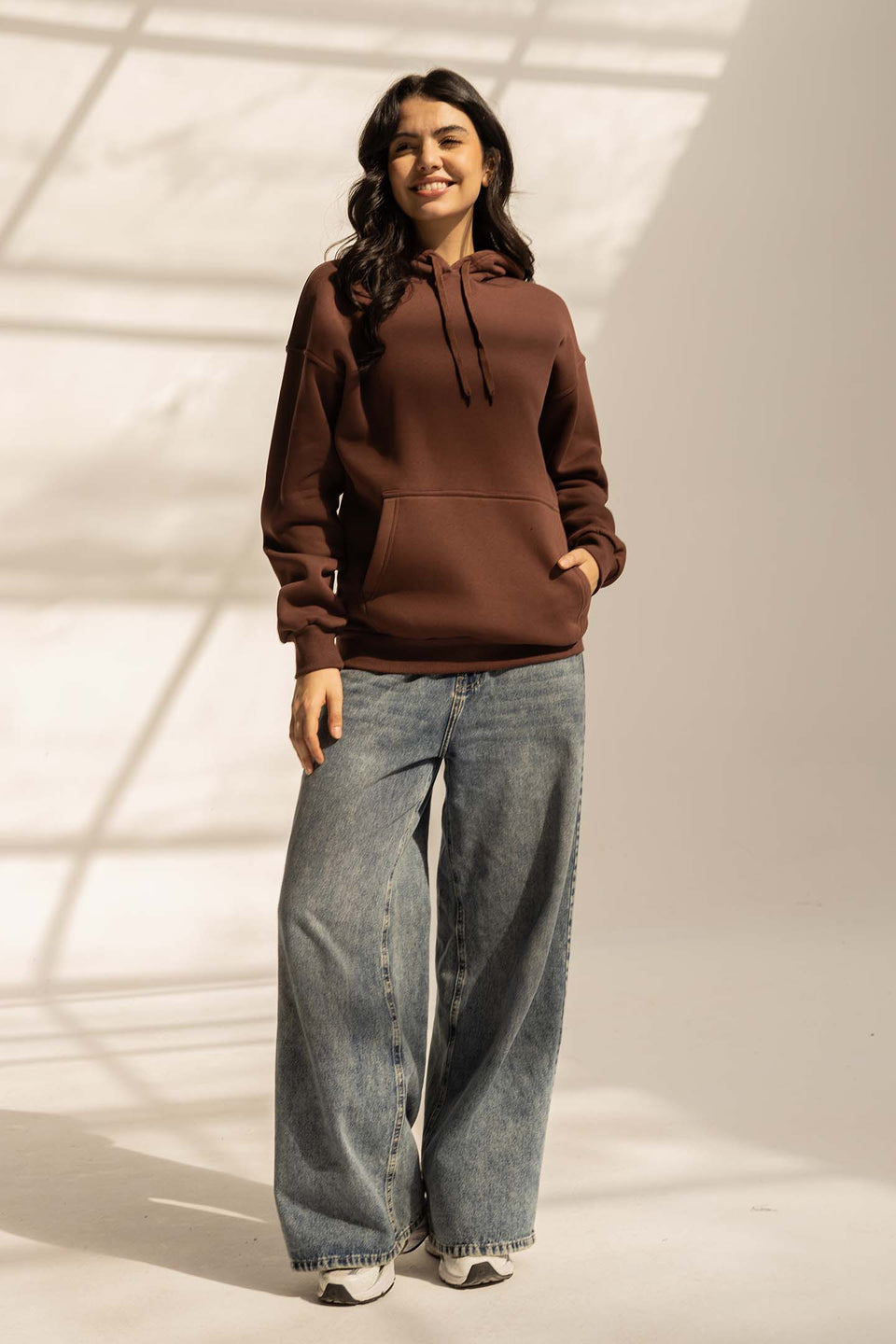Brown Melton Oversized Hoodie