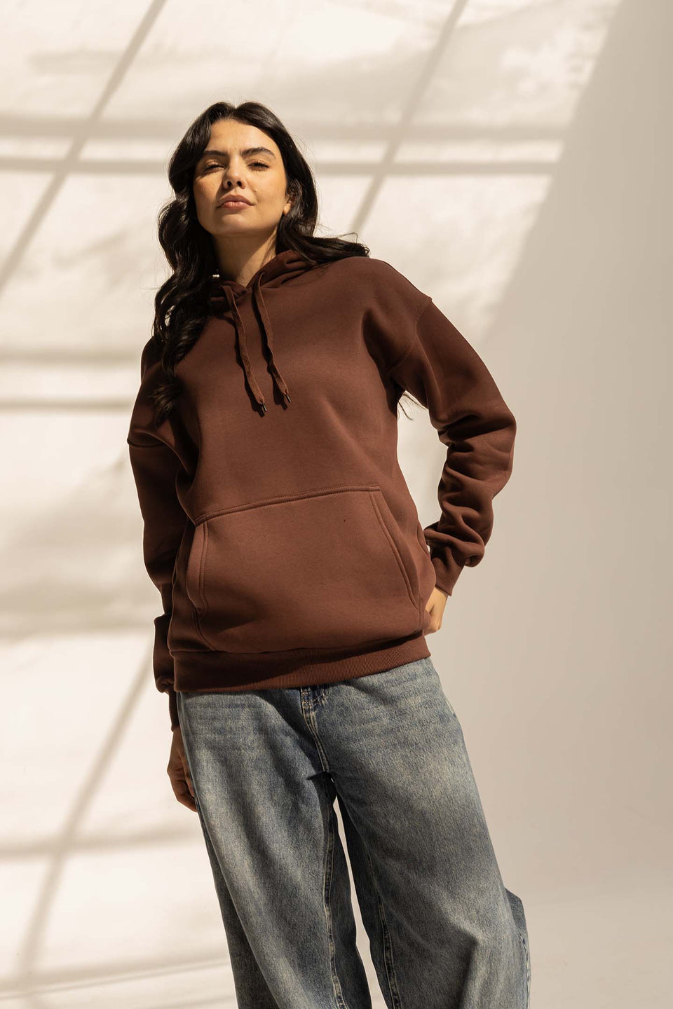 Brown Melton Oversized Hoodie