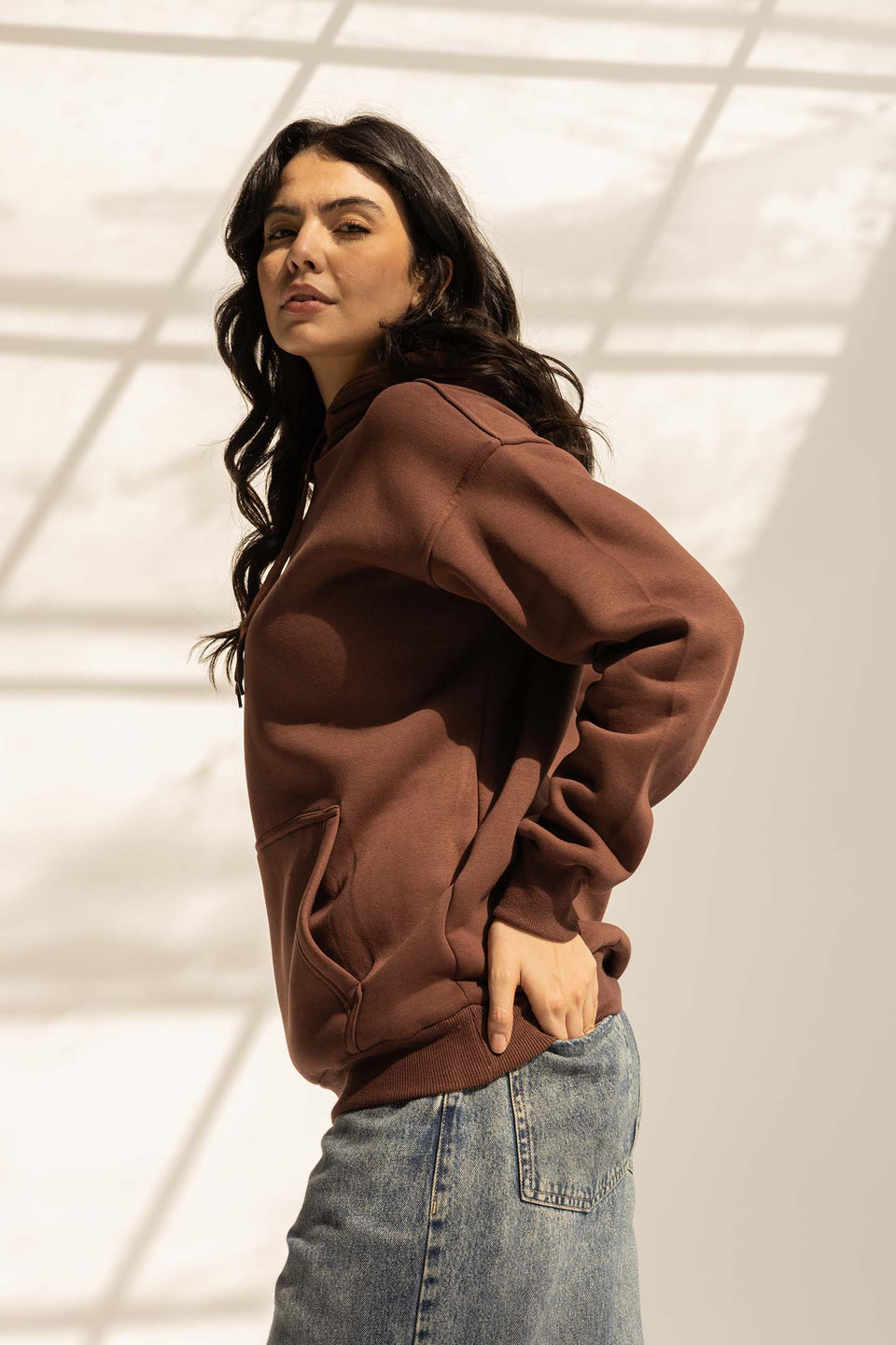 Brown Melton Oversized Hoodie