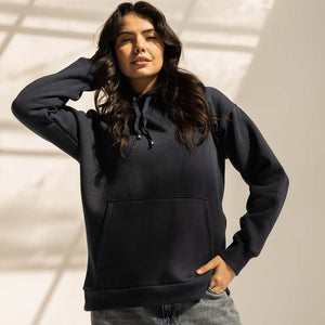 Navy Melton Oversize Hoodie