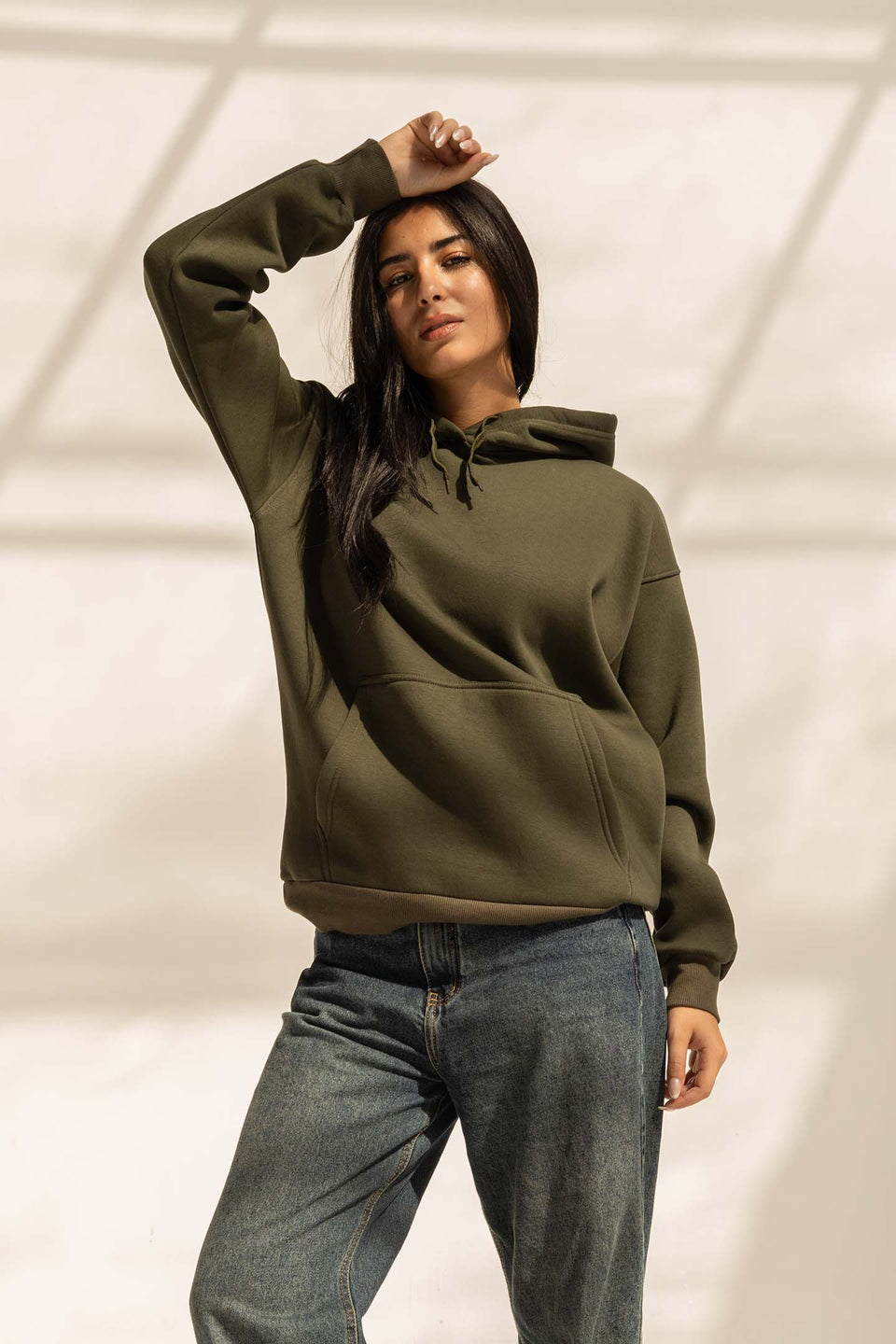 Olive Melton Oversized Hoodie