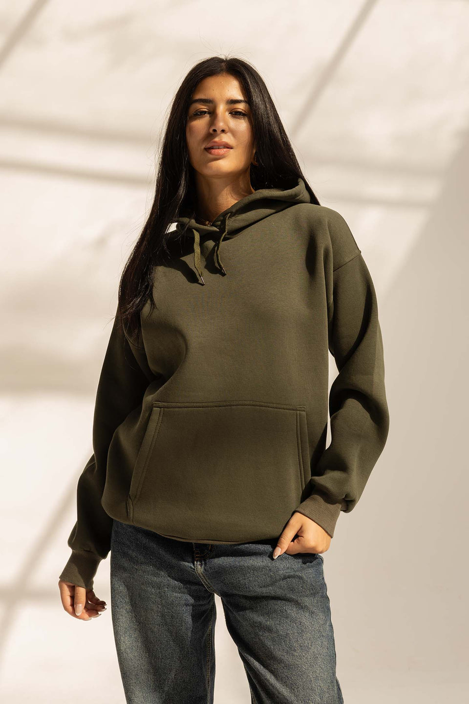 Olive Melton Oversized Hoodie
