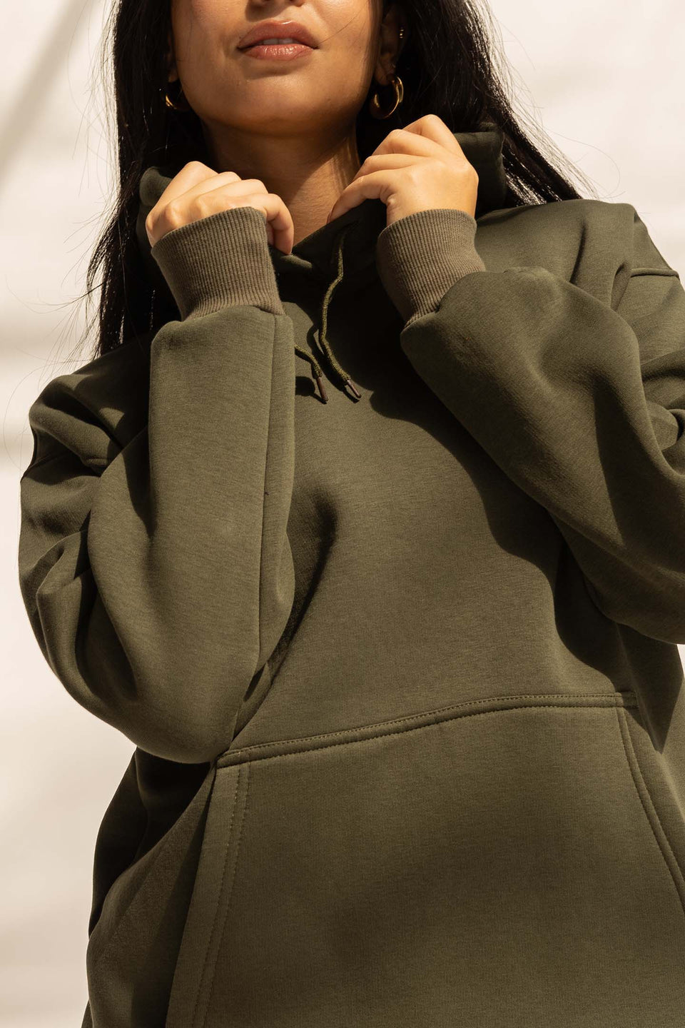 Olive Melton Oversized Hoodie