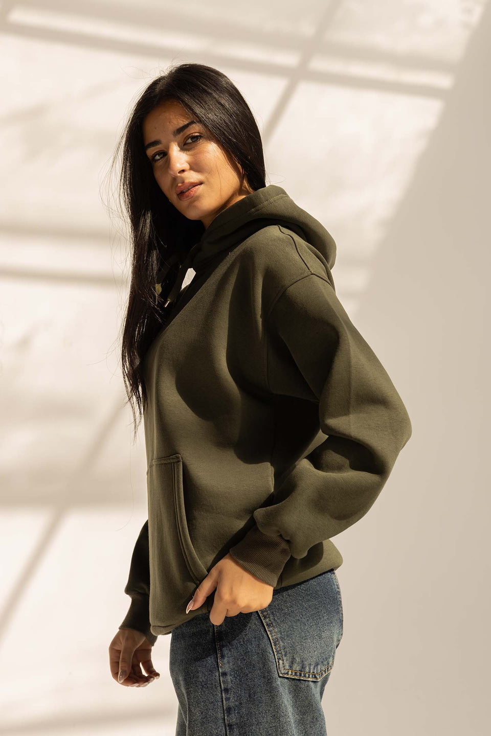 Olive Melton Oversized Hoodie