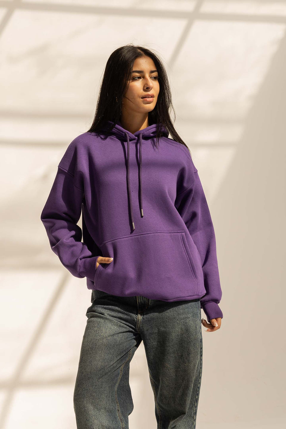 Purple Melton Oversized Hoodie