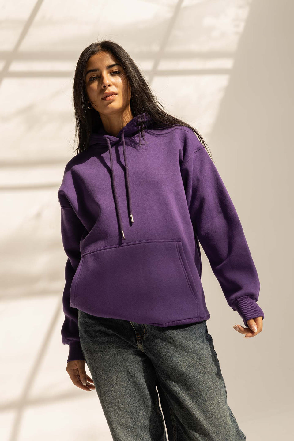 Purple Melton Oversized Hoodie