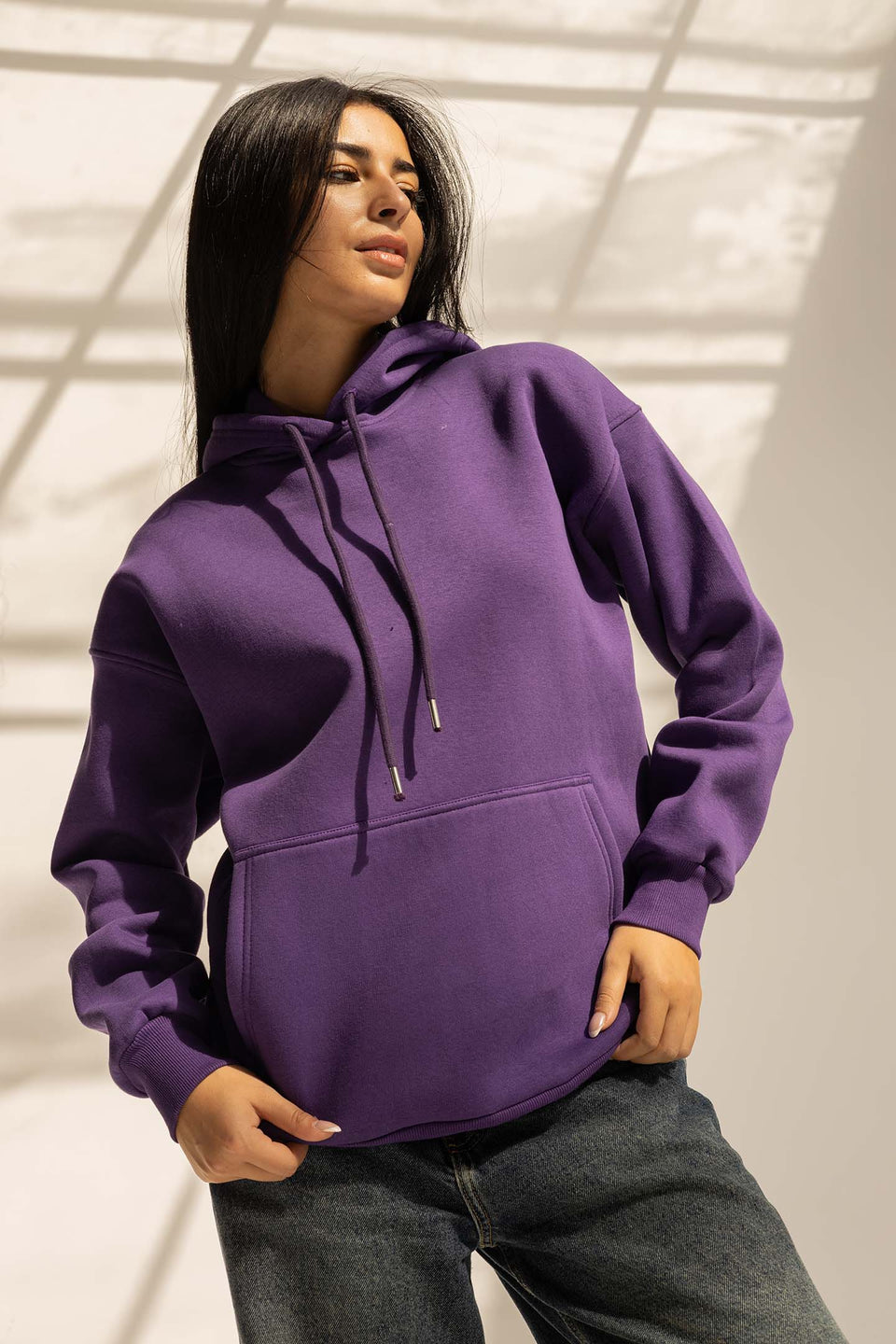 Purple Melton Oversized Hoodie
