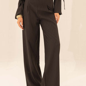 Black Striped Tailored Pants