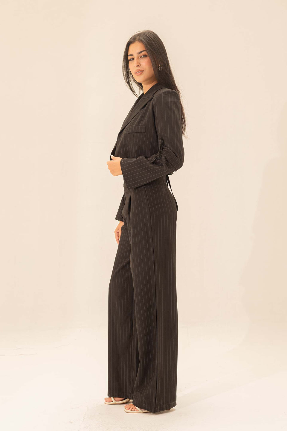 Black Striped Tailored Pants