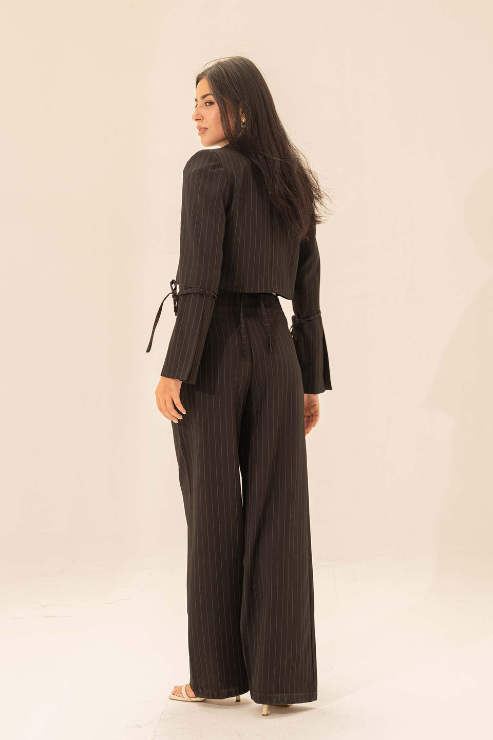 Black Striped Tailored Pants