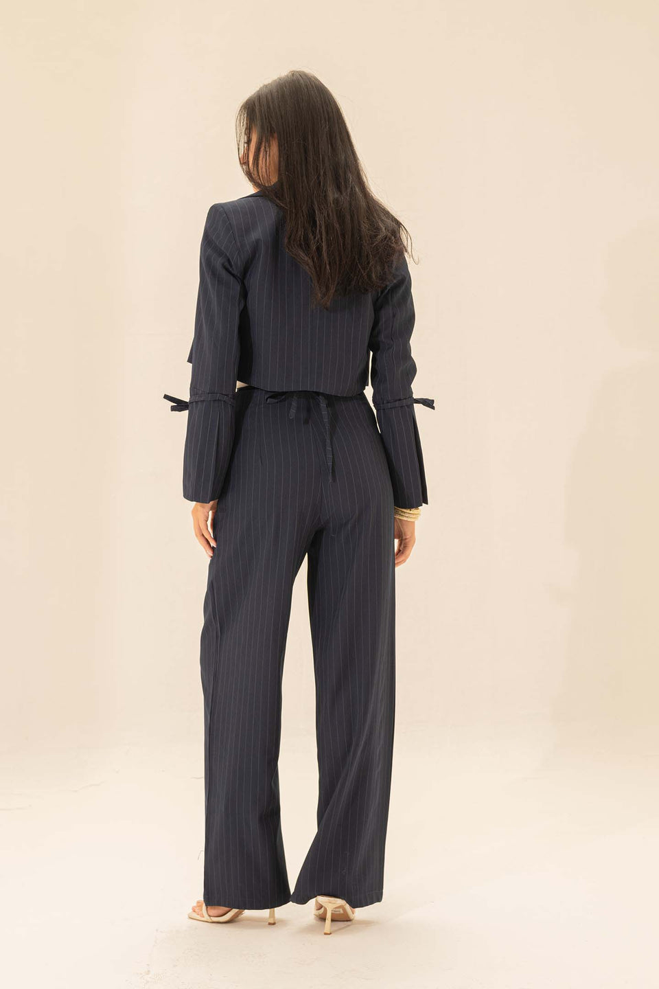 Navy Striped Tailored Pants