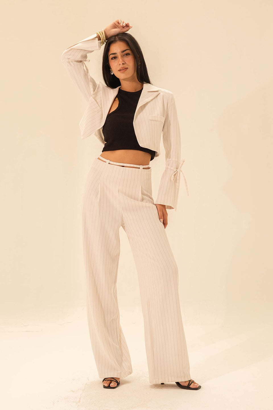 White Striped Tailored Pants
