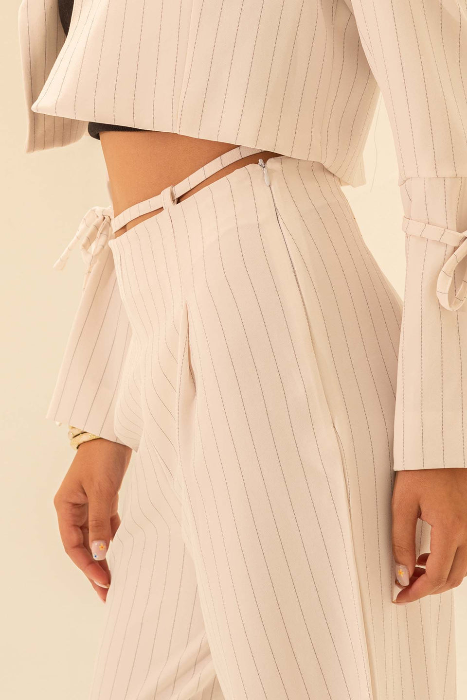 White Striped Tailored Pants
