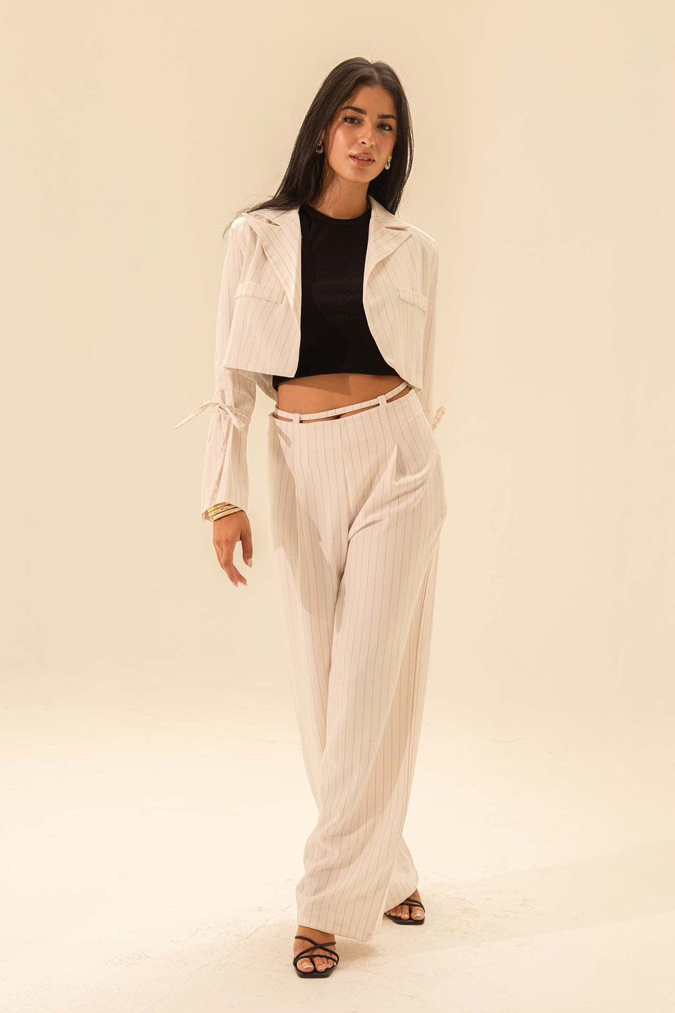 White Striped Tailored Pants