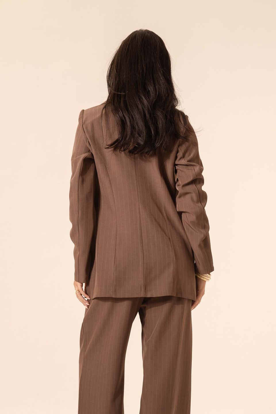 Brown Striped Formal Blazer