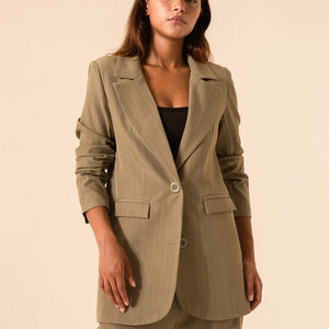 Olive Striped Formal Blazer