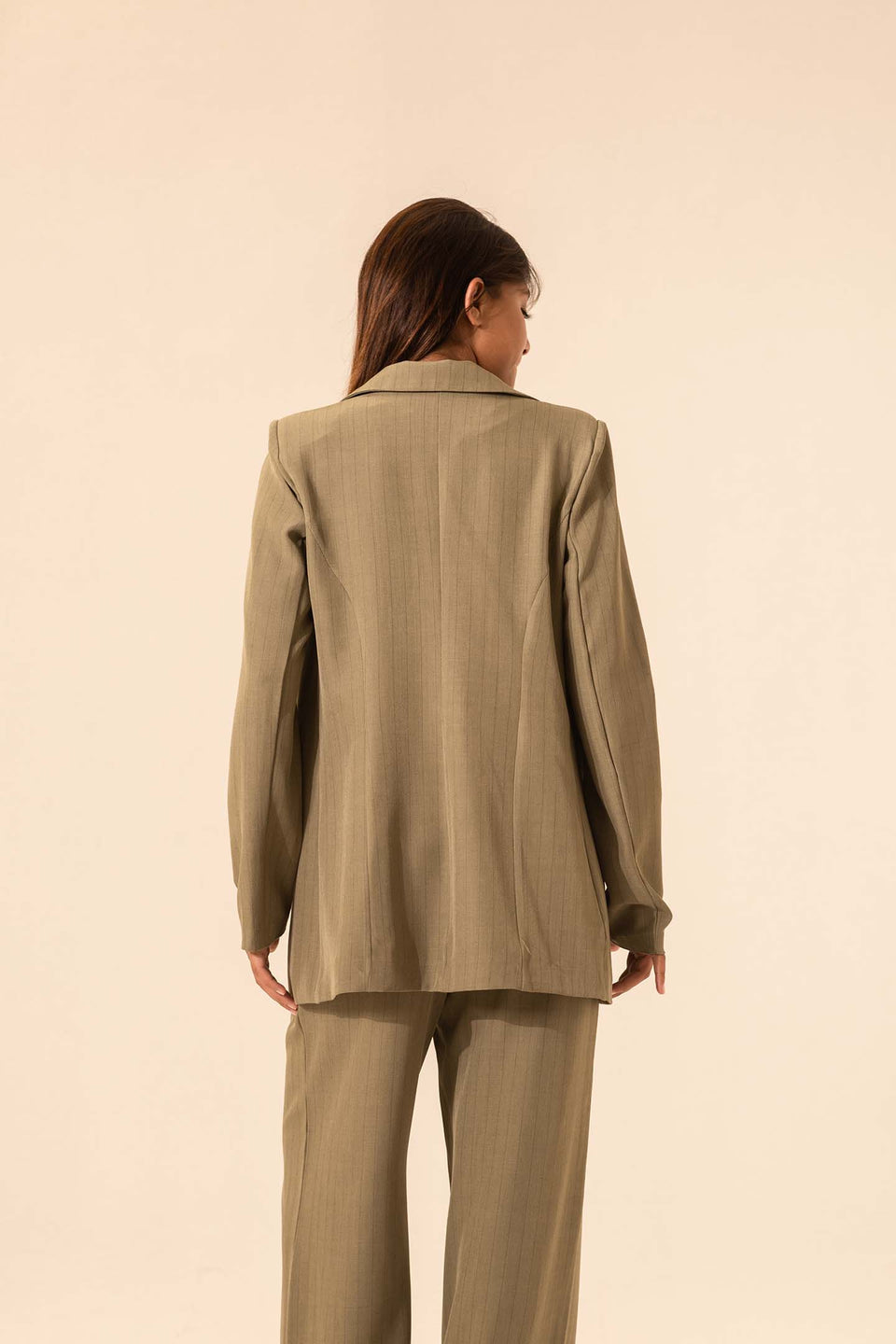 Olive Striped Formal Blazer