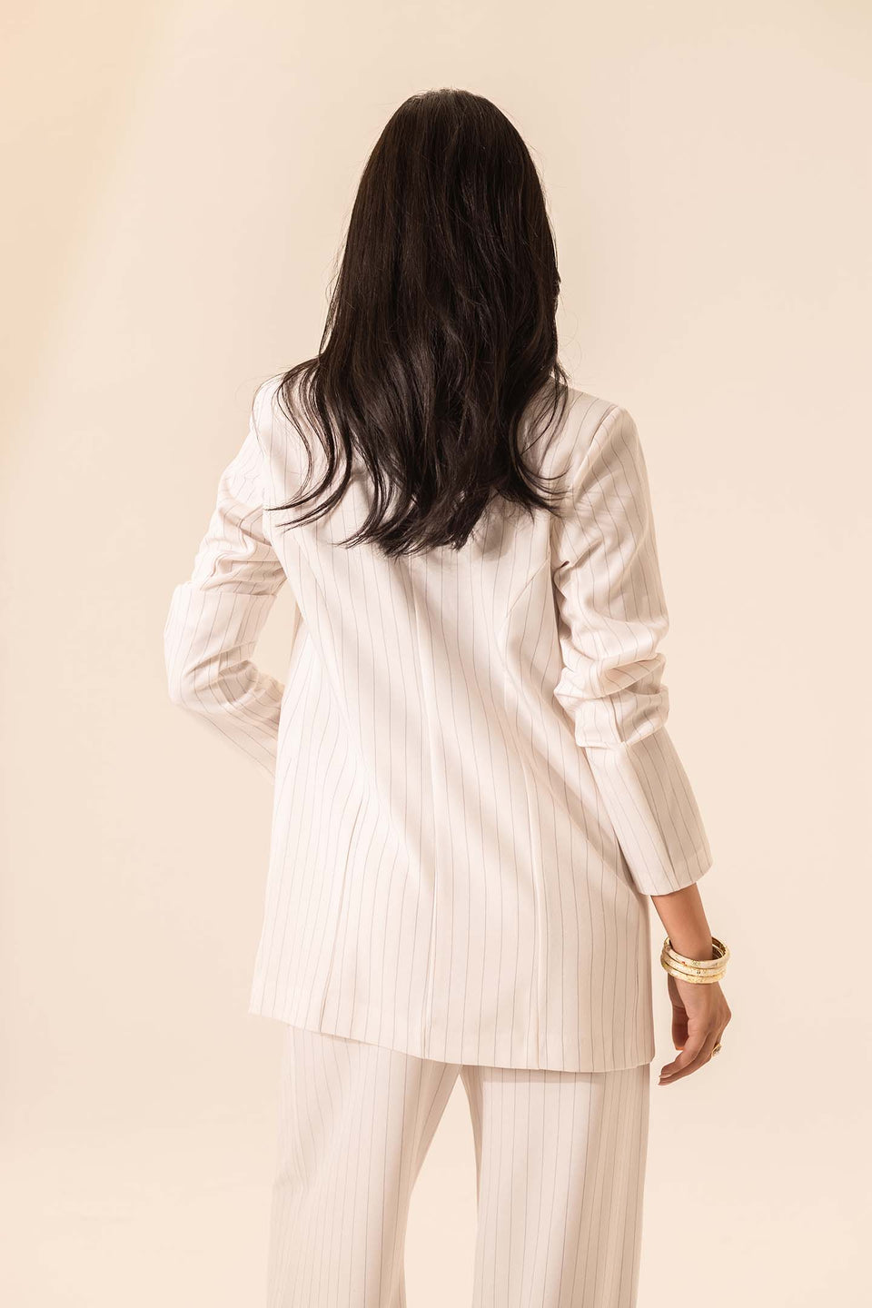 White Striped Formal Blazer