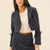 Navy Stiped Cropped Blazer