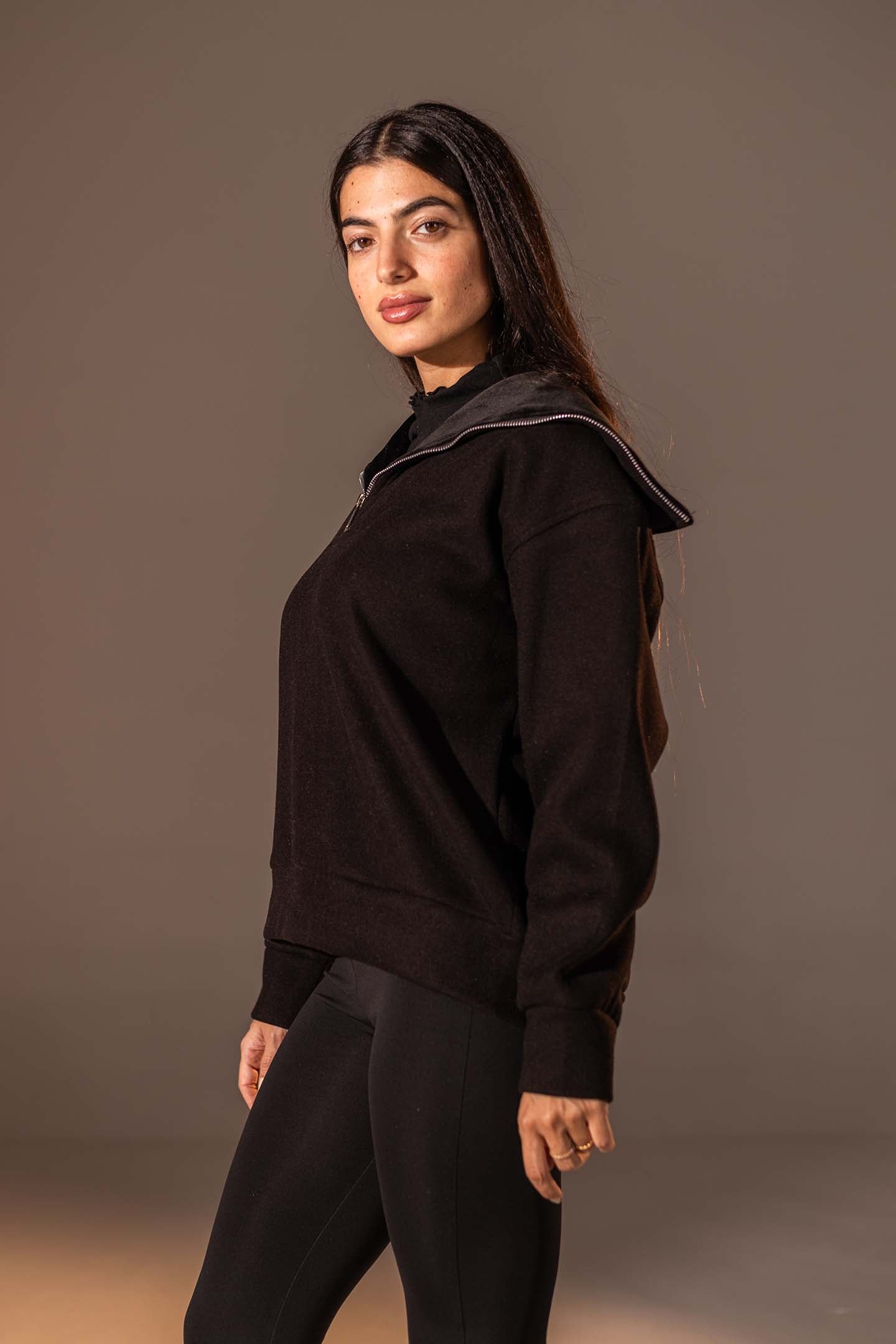 Black Half-Zip Knit Sweater