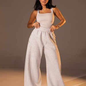 Light Grey Melton Side Lace-Up Pants