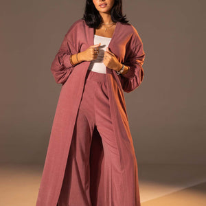 Dusty Rose Textured Long cardigan