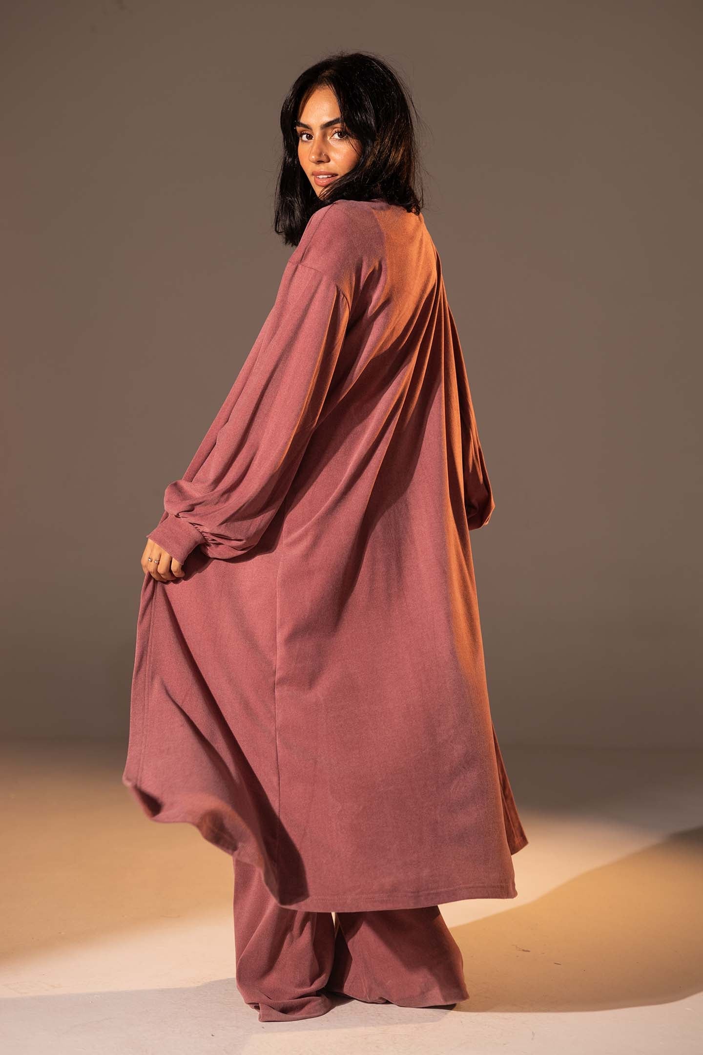 Dusty Rose Textured Long cardigan