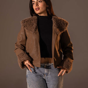 Brown Faux Leather Jacket