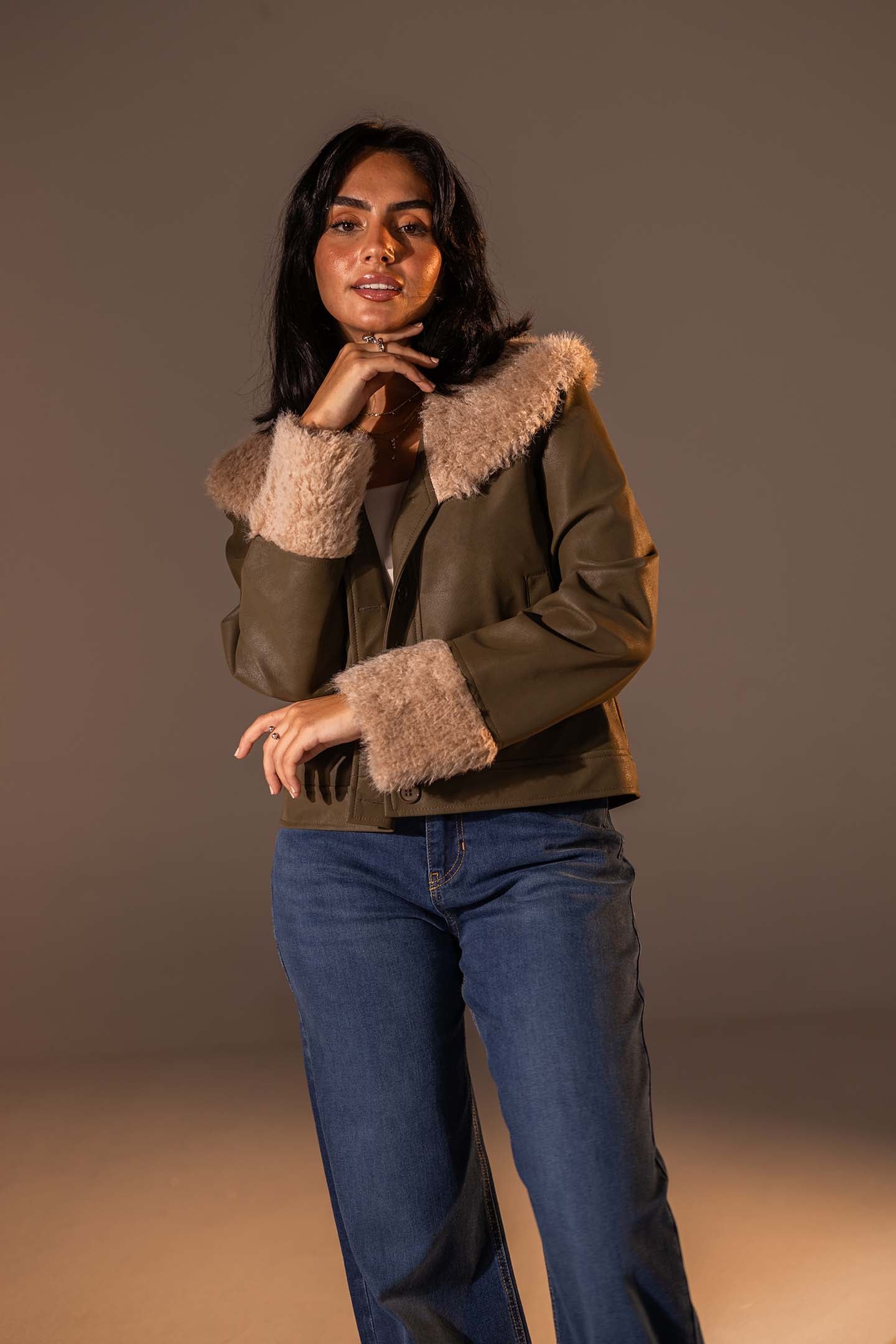 Olive Faux Leather Jacket