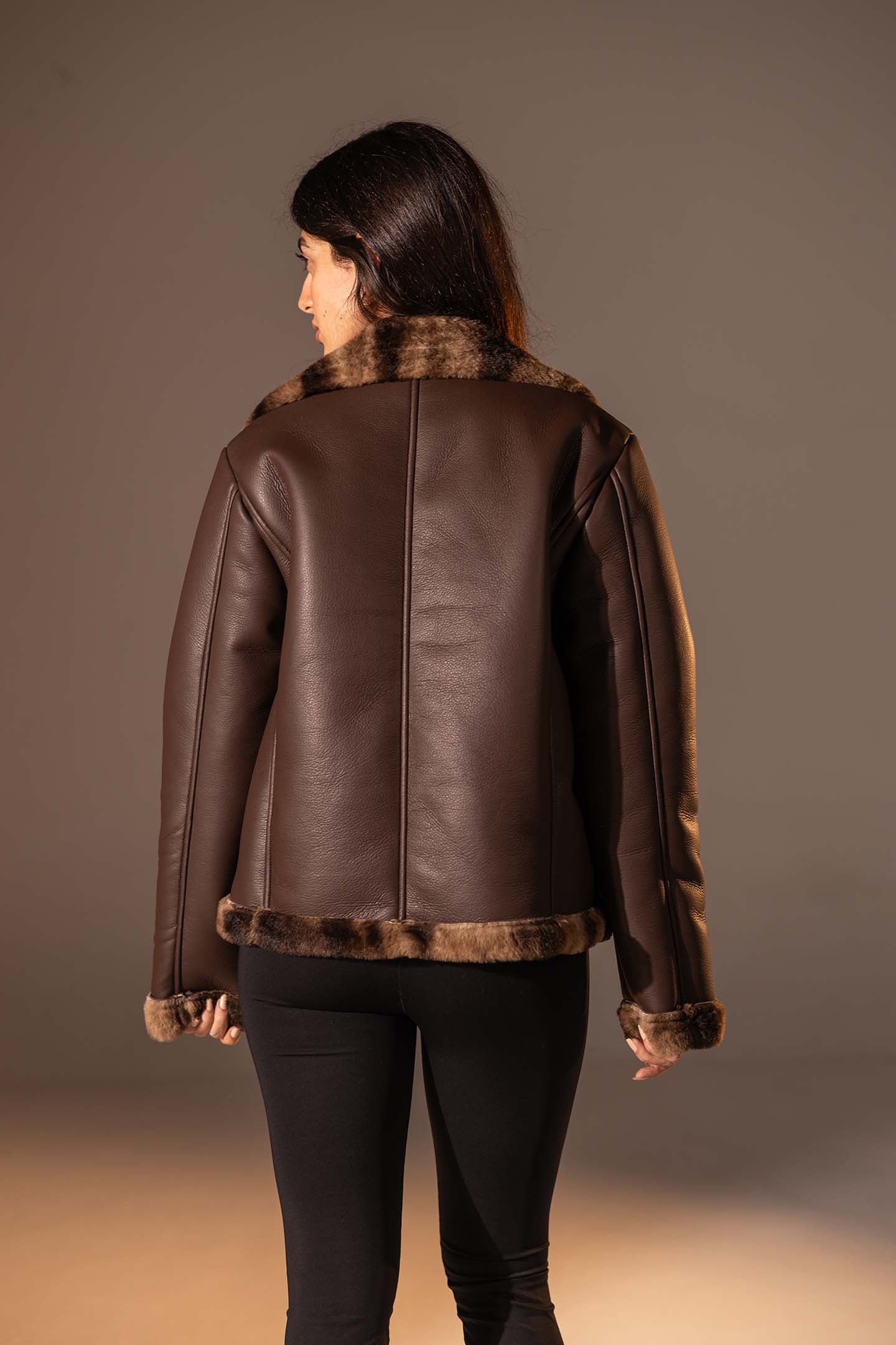 Brown Shearling-Lined Leather Jacket