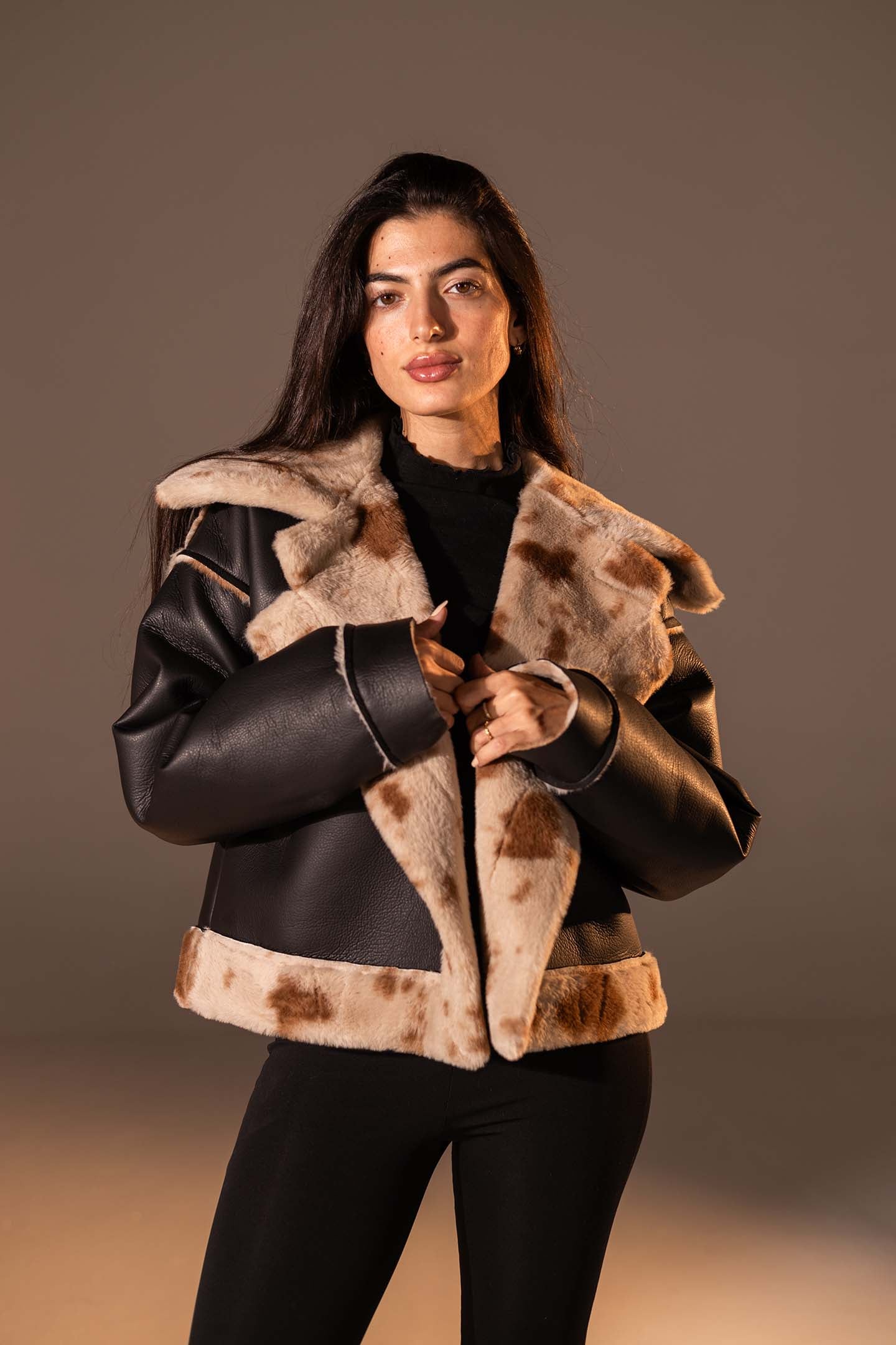 Black Cropped Gough-Blend Jacket