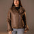 Brown Biker Jacket with Leopard Collar & Cuffs