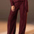 Burgundy Wide-Leg Textured Pants