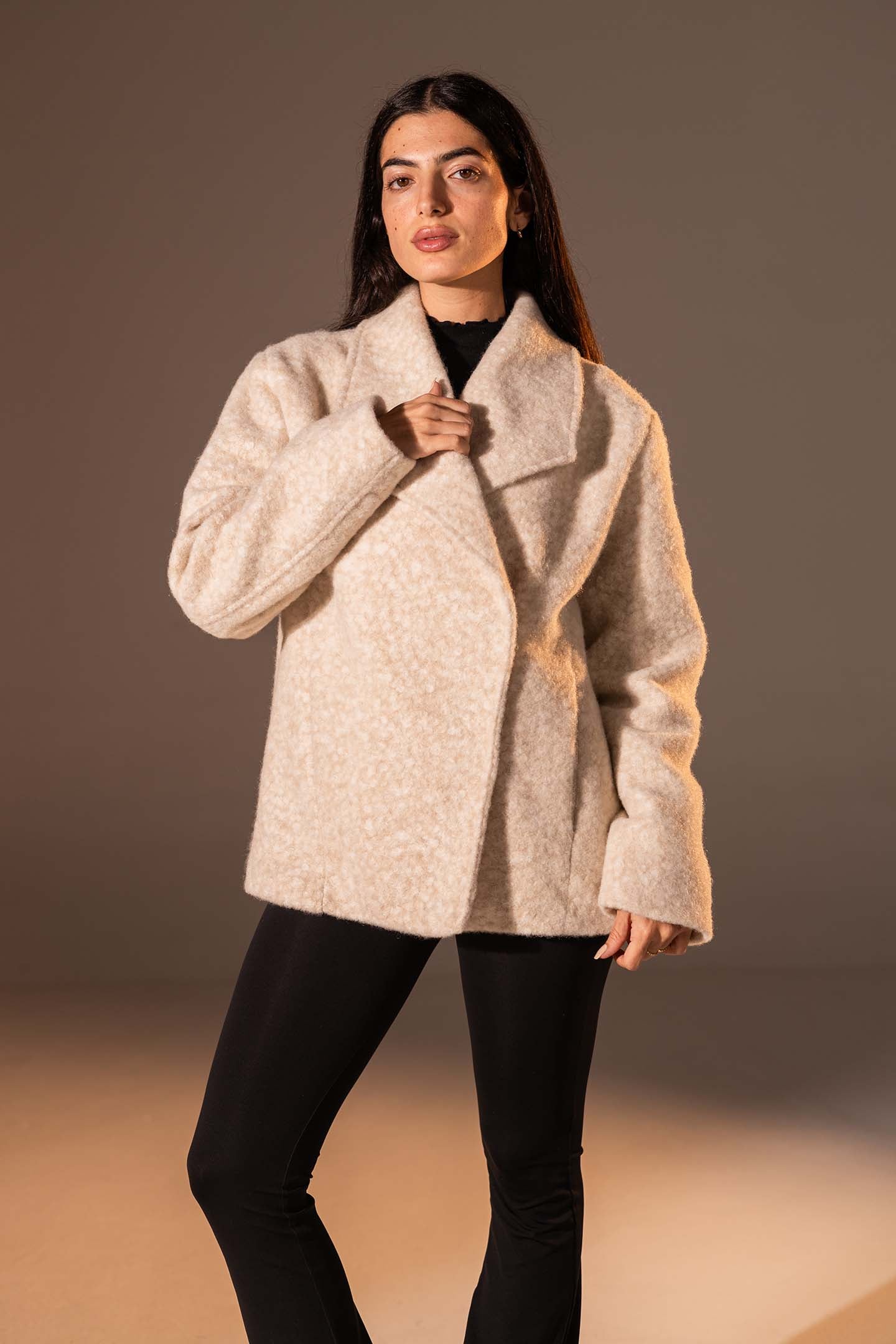 Beige Teddy Wool Coat