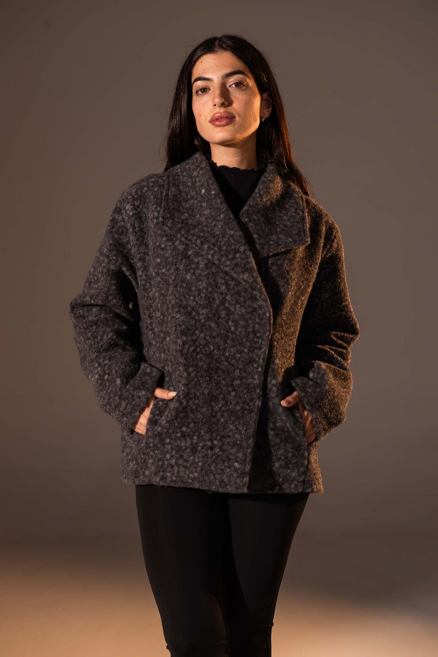 Dark Grey Teddy Wool Coat