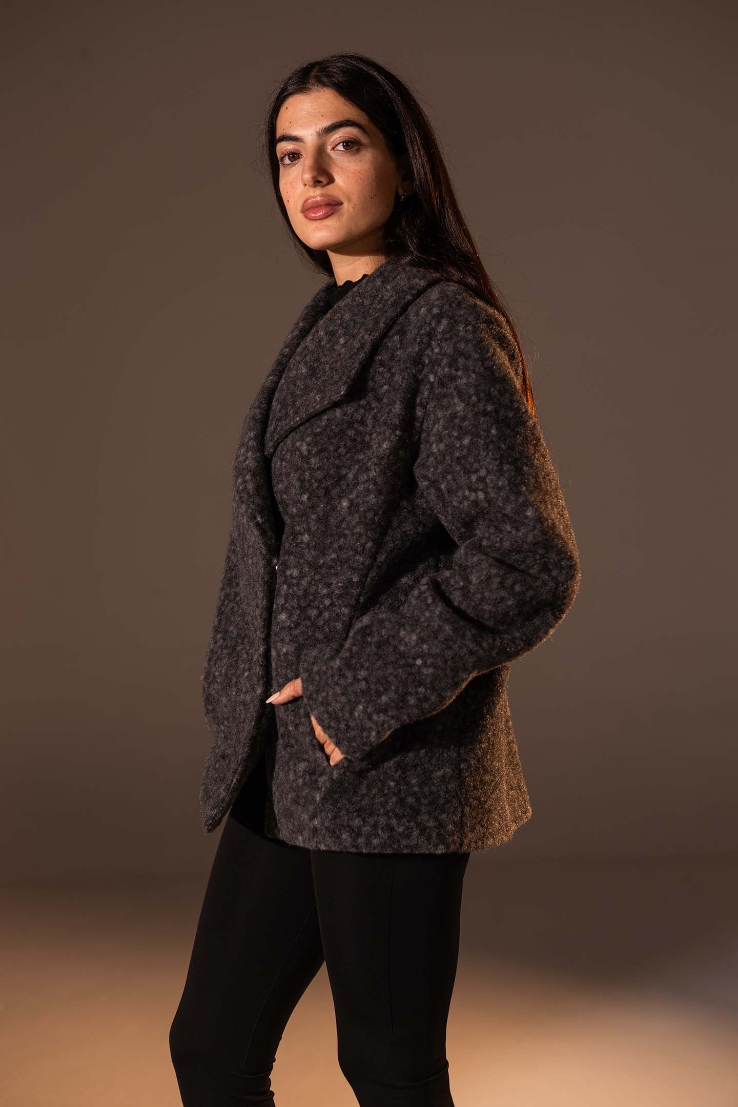 Dark Grey Teddy Wool Coat
