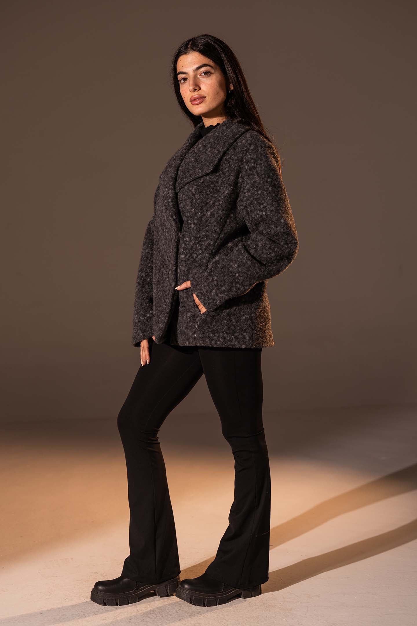 Dark Grey Teddy Wool Coat