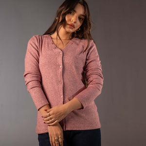 Rose Wool Knit Top with Removable Shawl