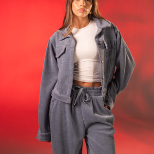 Blue Corduroy Cropped Jacket