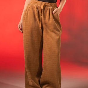 Camel Corduroy Wide-Leg Pants