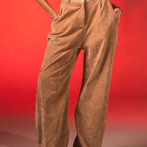 Camel Oversized Velvet Lounge Pants