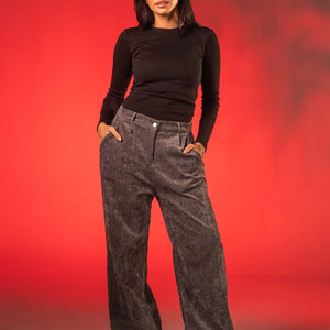 Grey Oversized Velvet Lounge Pants