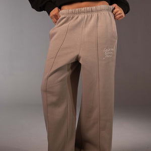 Coffe High-Waist Wide Leg Jogger Pants