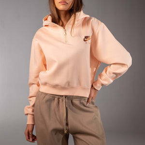 هودي أسود قصير بسوستة نصفية – روز