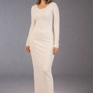 Off White Ripped Cotton Basic Dress