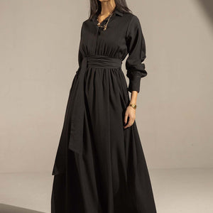Black Wrap Waist Maxi Dress