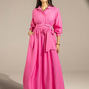 Pink Wrap Waist Maxi Dress