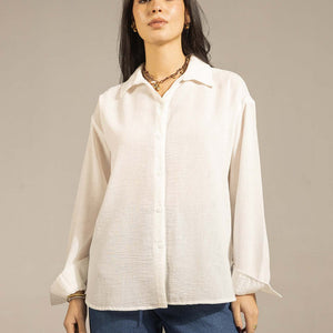 White Relaxed Fit Button-Up Shirt